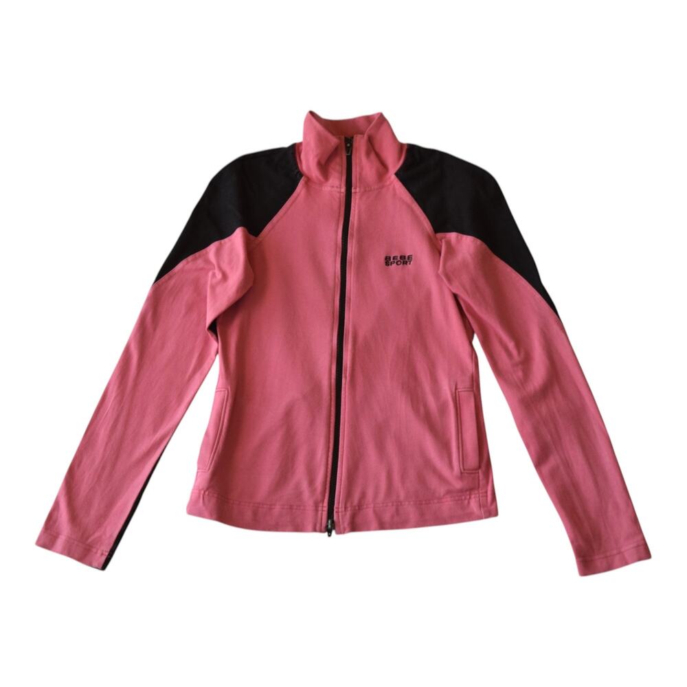 Vintage Bebe Sport Y2K Colorblock Track Jacket - Pink & Black - Size Small